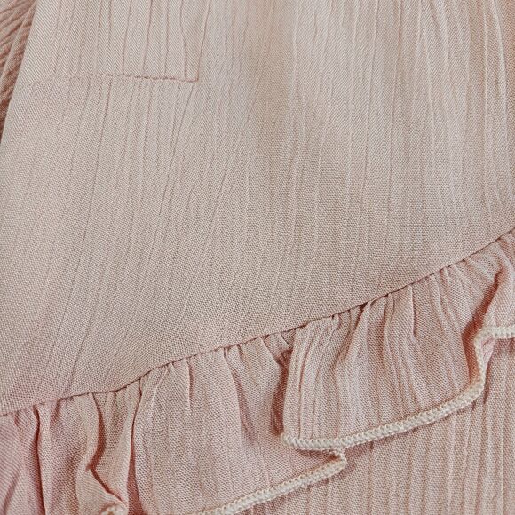 Andree by Unit Dress Women S Pastel Peach Pink Ruffle Long Sleeve Stretch Chic - Picture 14 of 16